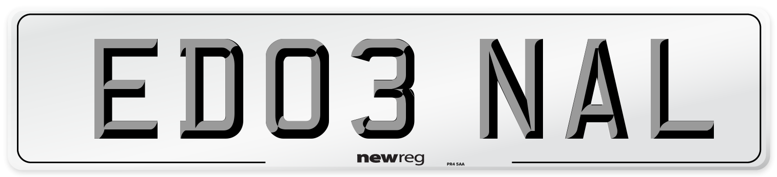 ED03 NAL Number Plate from New Reg